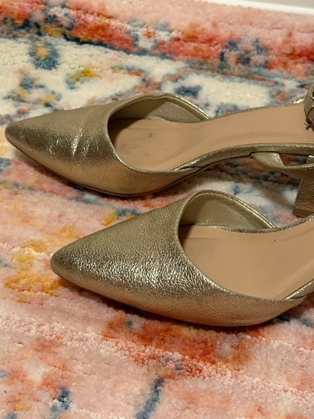 a new day Metallic Gold Pointed Ankle-Strap Heels